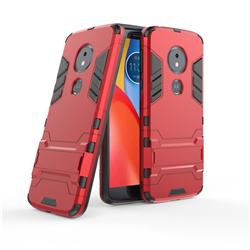 Armor Premium Tactical Grip Kickstand Shockproof Dual Layer Rugged Hard Cover for Motorola Moto E5 - Wine Red