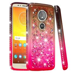 Diamond Frame Liquid Glitter Quicksand Sequins Phone Case for Motorola Moto E5 - Gray Pink