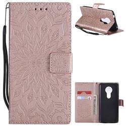 Embossing Sunflower Leather Wallet Case for Motorola Moto E5 - Rose Gold