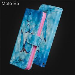 Blue Sea Butterflies 3D Painted Leather Wallet Case for Motorola Moto E5