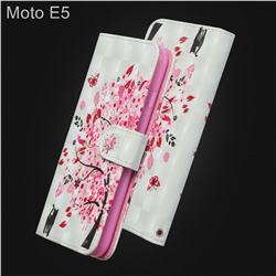 Tree and Cat 3D Painted Leather Wallet Case for Motorola Moto E5