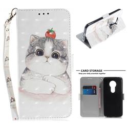Cute Tomato Cat 3D Painted Leather Wallet Phone Case for Motorola Moto E5