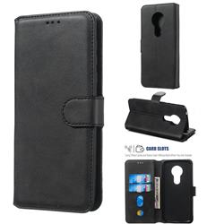 Retro Calf Matte Leather Wallet Phone Case for Motorola Moto E5 - Black