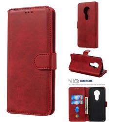 Retro Calf Matte Leather Wallet Phone Case for Motorola Moto E5 - Red