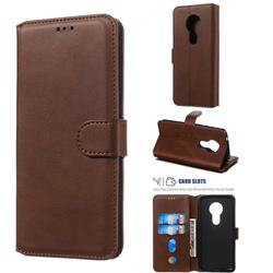 Retro Calf Matte Leather Wallet Phone Case for Motorola Moto E5 - Brown