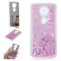 Glitter Sand Mirror Quicksand Dynamic Liquid Star TPU Case for Motorola Moto E5 Plus - Cherry Pink