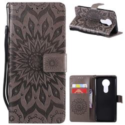 Embossing Sunflower Leather Wallet Case for Motorola Moto E5 Plus - Gray