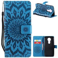 Embossing Sunflower Leather Wallet Case for Motorola Moto E5 Plus - Blue