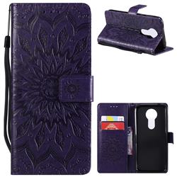 Embossing Sunflower Leather Wallet Case for Motorola Moto E5 Plus - Purple