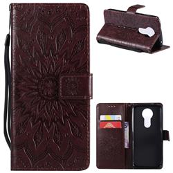 Embossing Sunflower Leather Wallet Case for Motorola Moto E5 Plus - Brown