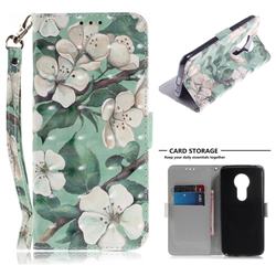 Watercolor Flower 3D Painted Leather Wallet Phone Case for Motorola Moto E5 Plus