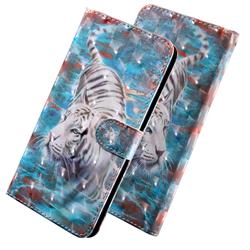 White Tiger 3D Painted Leather Wallet Case for Motorola Moto E5 Plus