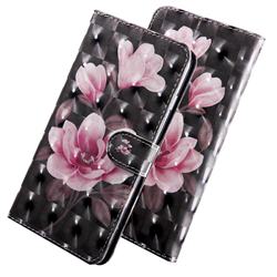 Black Powder Flower 3D Painted Leather Wallet Case for Motorola Moto E5 Plus