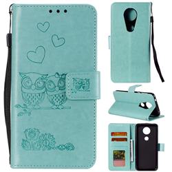 Embossing Owl Couple Flower Leather Wallet Case for Motorola Moto E5 Plus - Green