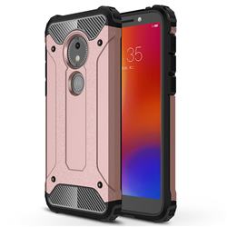 King Kong Armor Premium Shockproof Dual Layer Rugged Hard Cover for Motorola Moto E5 Play Go - Rose Gold