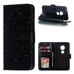 Intricate Embossing Datura Solar Leather Wallet Case for Motorola Moto E5 Play Go - Black