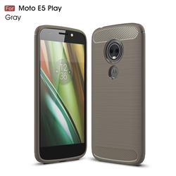 Luxury Carbon Fiber Brushed Wire Drawing Silicone TPU Back Cover for Motorola Moto E5 Play - Gray