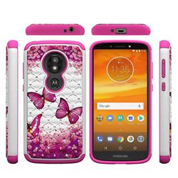 Rose Butterfly Studded Rhinestone Bling Diamond Shock Absorbing Hybrid Defender Rugged Phone Case Cover for Motorola Moto E5 Play