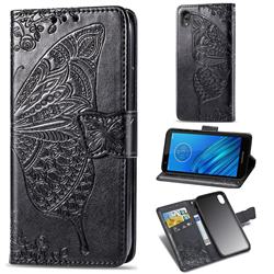 Embossing Mandala Flower Butterfly Leather Wallet Case for Motorola Moto E6 - Black