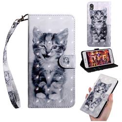 Smiley Cat 3D Painted Leather Wallet Case for Motorola Moto E6