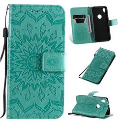 Embossing Sunflower Leather Wallet Case for Motorola Moto E6 - Green