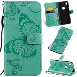 Embossing 3D Butterfly Leather Wallet Case for Motorola Moto E6 - Green