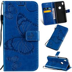 Embossing 3D Butterfly Leather Wallet Case for Motorola Moto E6 - Blue