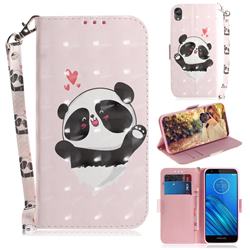 Heart Cat 3D Painted Leather Wallet Phone Case for Motorola Moto E6