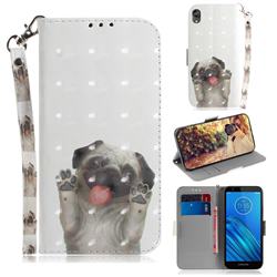 Pug Dog 3D Painted Leather Wallet Phone Case for Motorola Moto E6