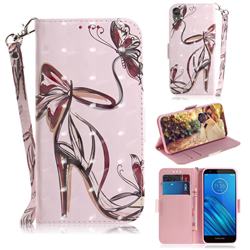 Butterfly High Heels 3D Painted Leather Wallet Phone Case for Motorola Moto E6