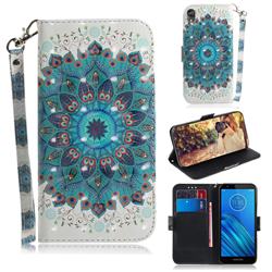 Peacock Mandala 3D Painted Leather Wallet Phone Case for Motorola Moto E6