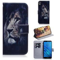 Lion Face PU Leather Wallet Case for Motorola Moto E6