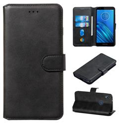 Retro Calf Matte Leather Wallet Phone Case for Motorola Moto E6 - Black