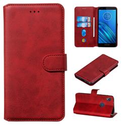 Retro Calf Matte Leather Wallet Phone Case for Motorola Moto E6 - Red