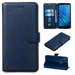 Retro Calf Matte Leather Wallet Phone Case for Motorola Moto E6 - Blue