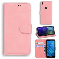 Retro Classic Skin Feel Leather Wallet Phone Case for Motorola Moto E6 - Pink