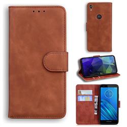 Retro Classic Skin Feel Leather Wallet Phone Case for Motorola Moto E6 - Brown