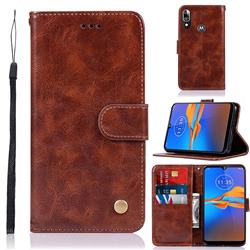 Luxury Retro Leather Wallet Case for Motorola Moto E6 Plus - Brown