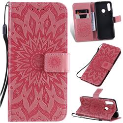 Embossing Sunflower Leather Wallet Case for Motorola Moto E6 Plus - Pink