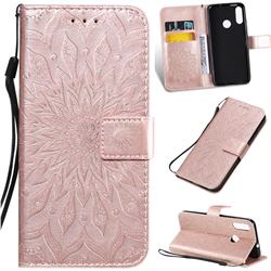 Embossing Sunflower Leather Wallet Case for Motorola Moto E6 Plus - Rose Gold