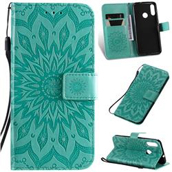 Embossing Sunflower Leather Wallet Case for Motorola Moto E6 Plus - Green