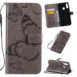 Embossing 3D Butterfly Leather Wallet Case for Motorola Moto E6 Plus - Gray