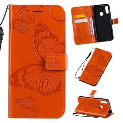 Embossing 3D Butterfly Leather Wallet Case for Motorola Moto E6 Plus - Orange