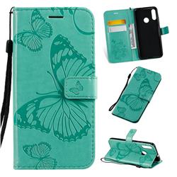 Embossing 3D Butterfly Leather Wallet Case for Motorola Moto E6 Plus - Green
