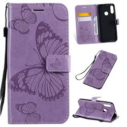 Embossing 3D Butterfly Leather Wallet Case for Motorola Moto E6 Plus - Purple