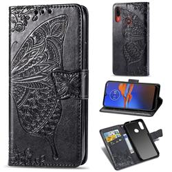 Embossing Mandala Flower Butterfly Leather Wallet Case for Motorola Moto E6 Plus - Black