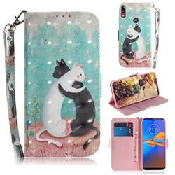 Black and White Cat 3D Painted Leather Wallet Phone Case for Motorola Moto E6 Plus