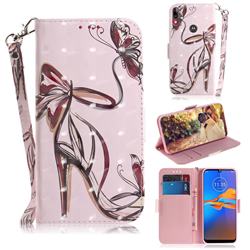 Butterfly High Heels 3D Painted Leather Wallet Phone Case for Motorola Moto E6 Plus