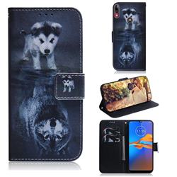 Wolf and Dog PU Leather Wallet Case for Motorola Moto E6 Plus