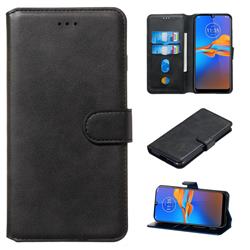 Retro Calf Matte Leather Wallet Phone Case for Motorola Moto E6 Plus - Black